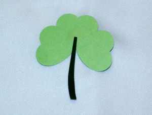 Glue stem on back of shamrock