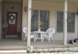 Pretty Pink Tulip Decor on the Porch