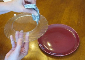 Apply Glue to your glass flower dishes