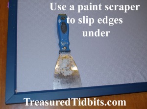 Slip in material edge with paint scraper Bulletin Board Makeover