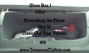 Glove Box 1 Controlling the Chaos Day 16 Vehicle Clean OUt After