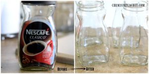 how-to-remove-labels-from-jars-for-bathroom counter organization