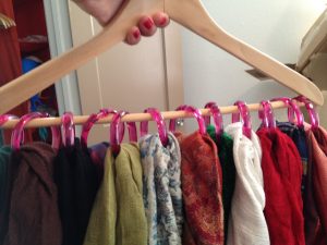 shower hooks and hanger for clever closet organization
