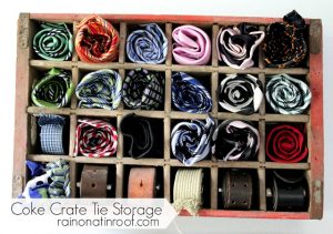 use a coke crate to organize your accessories