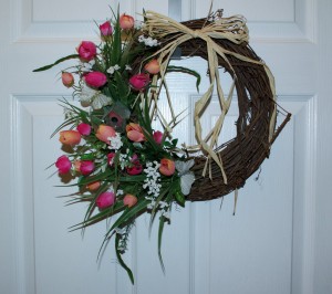 Simple Spring Decor Pink Tulip Wreath